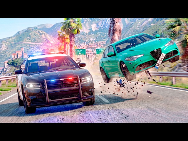 BeamNG Drive Police Chase Crashes 130 MPH ARREST! #20 😱