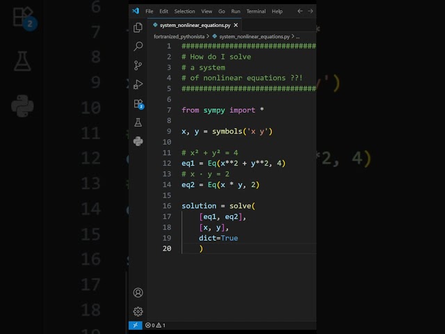 How do I solve a system of nonlinear equations #python