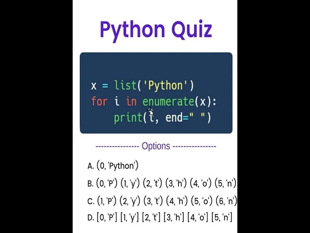 Python tutorial Quiz for Beginner to Advance choose the right option #coding #python #tech #exam