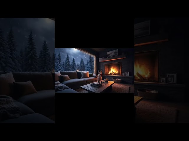 No Ads Fireplace Blizzard ASMR - Snow Storm Sleep Sound With Fireplace Burning For Deep Sleeping