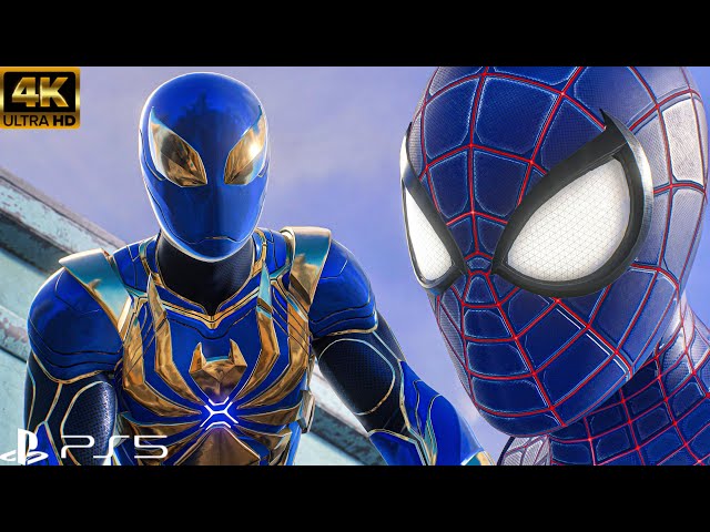 Spiderman 2 Ps5 Slim - Blue Iron and Tech Spiders Vs Kraven Hunters combat, stealth & Cinematic