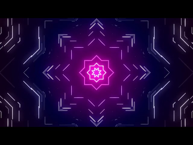 Abstract Neon Star Kaleidoscope VJ Loop | Geometric Tunnel Background | Motion Video Stock Footage