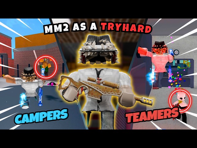 Playing MM2 as a TRYHARD...*CRAZY TRICKSHOTS* (Murder Mystery 2)