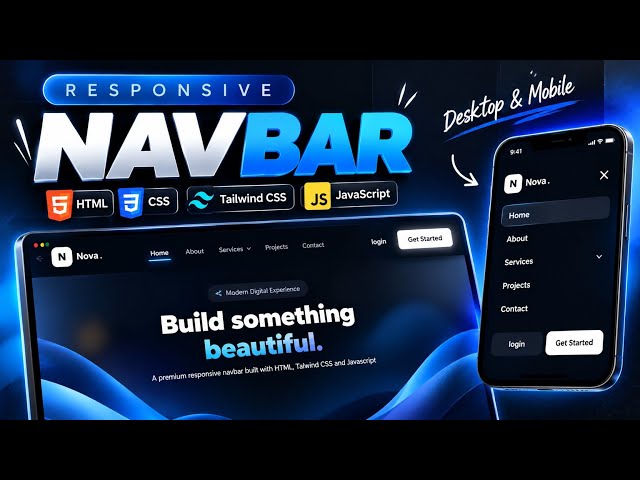 Build a Premium Responsive Navbar 🚀 | HTML, CSS, Tailwind CSS & JavaScript