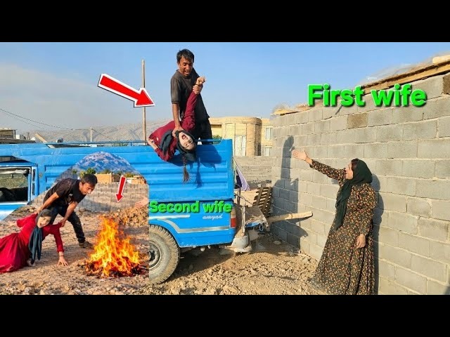 Faraj's terrible anger; he threw his second wife into the fire because of his first wife!🔥🤬