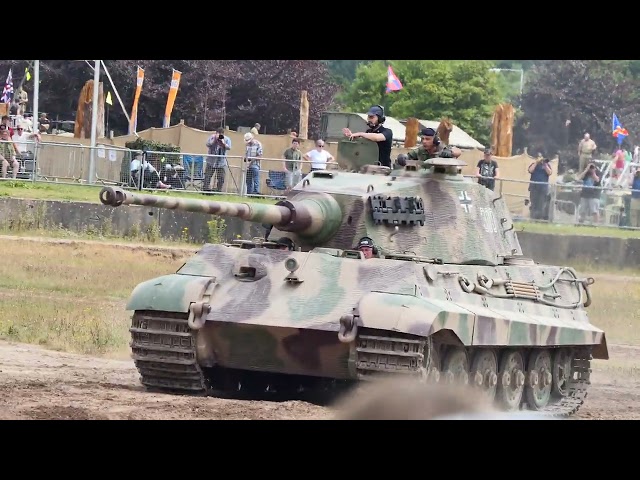 bovington tank museum, tankfest 2025, ww2 battle re-inactment German King Tiger +soldiers 4k video