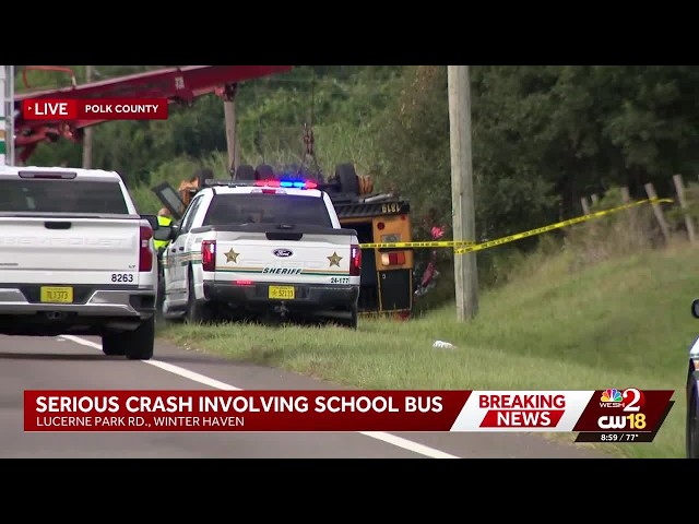 Major crash involving school bus shuts down road in Central Florida