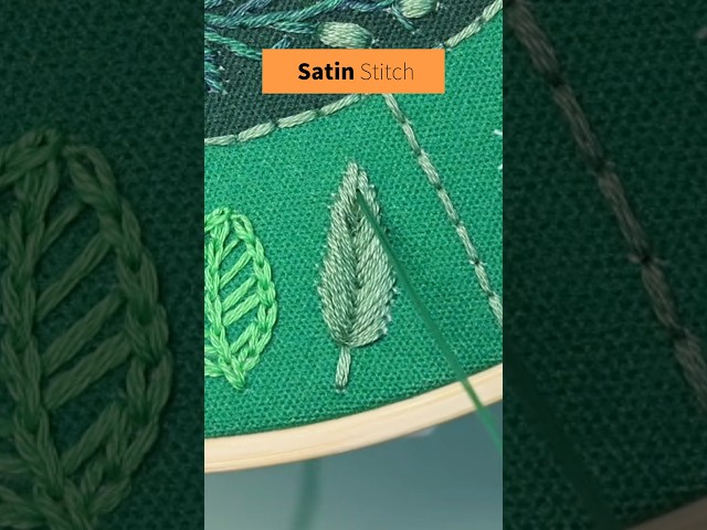 Satin Stitch Leaf 🍃 | Easy Hand Embroidery for Beginners