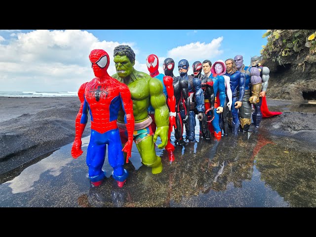 AVENGERS ACTION FIGURE, SPIDER-MAN MILES, HULK, CAPTAIN AMERICA, THOR, THANOS, VENOM, SUPERMAN #127