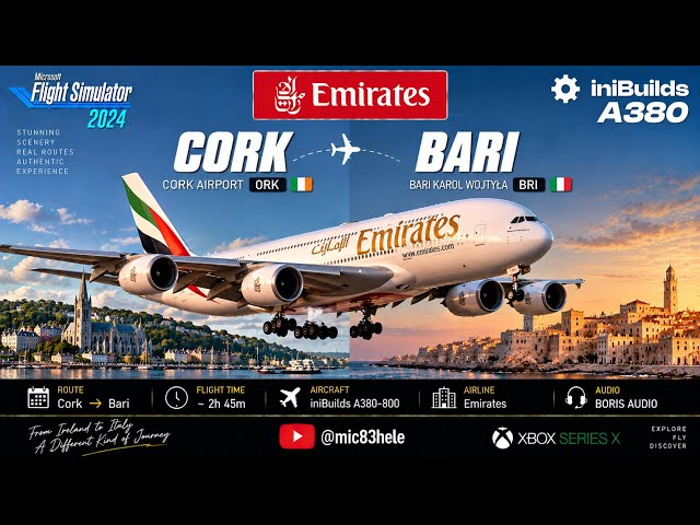 A380 at the LIMIT! Tight Runway Takeoff & Landing | iniBuilds Emirates | Cork to Bari | XBOX MSFS24