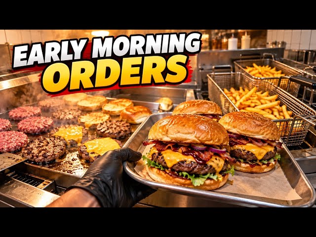 POV: EARLY MORNING ORDERS 🍔🍟 | Busy Burger Kitchen POV