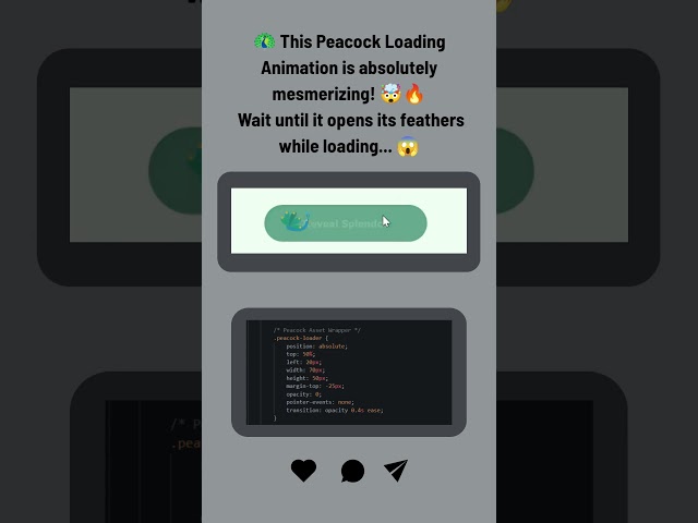 🦚 Peacock Loading Animation Button Using HTML CSS & JavaScript 🤯🔥 | Creative UI Design  #coding