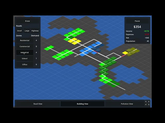 This minimal Citybuilder has all you need to build complex networks