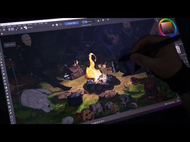 Shading A Comic Panel Part 1: Around The Campfire (Timelapse)