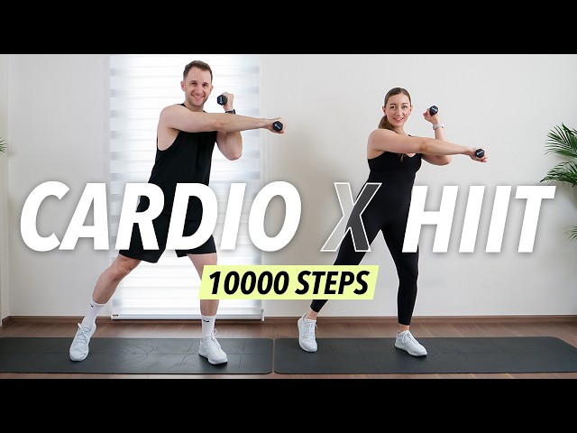 10000 Steps at Home – 1 Hour Cardio Walking Workout to Burn Fat & Tone (Knee Friendly)