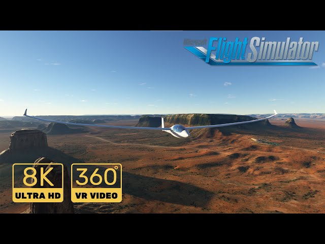 360 video in MSFS 2020. Discus-2c Glider. Flying over Monument Valley.  Microsoft Flight Simulator