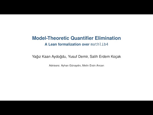 Formalization of model-theoretic quantifier elimination for first-order languages over Lean mathlib4