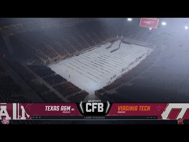 College Football 26 4K Snow Gameplay | Texas A&M @ Virginia Tech