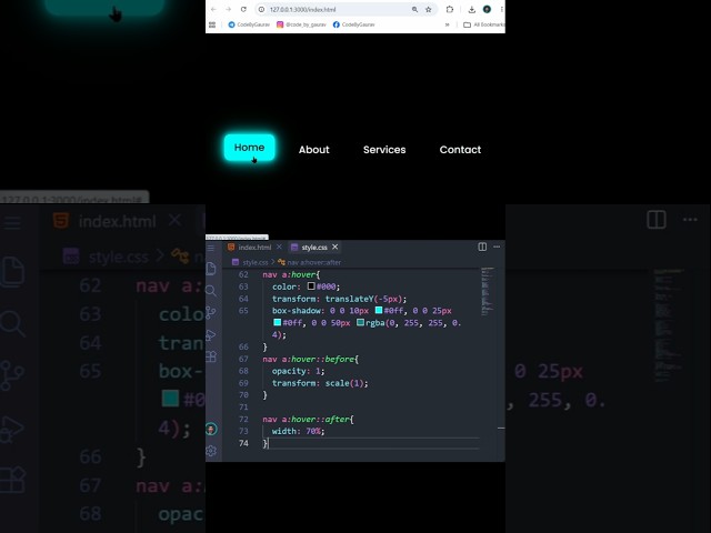 Modern Navbar using HTML & CSS  #html #css #webdevelopment #shorts