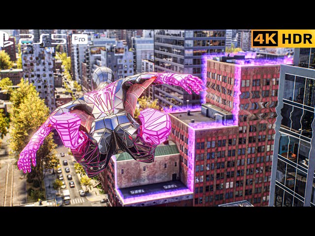 (PS5 PRO) Spiderman 2 Nanotech Miles Takes over New York | 4K HDR |