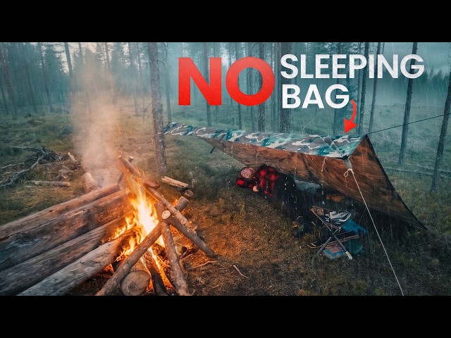 SURVIVING with a SIBERIAN LOG FIRE (No Sleeping Bag) - Catch & Cook