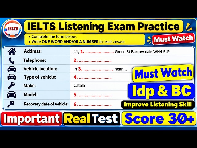 IELTS Listening Practice Test 2026 with Answers | 12.10.2026