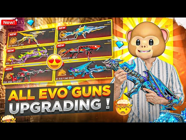 Upgrading All My Owned Evo Guns...🥰😍 || @funwithsrbyt || #freefire #evogun #naruto #srb #scb