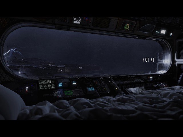 Flying Through A Thunder Storm | Rain & Thunder Sounds For Sleeping | Spaceship Ambience
