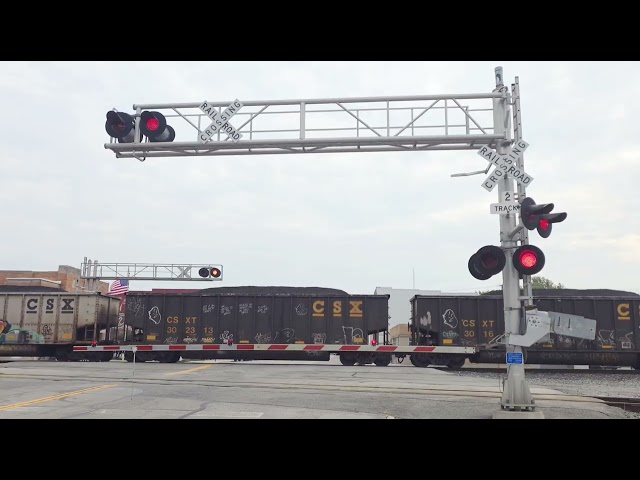 CSX 231 Leads Loaded Coal Train North | Main St. Railroad Crossing #1, Deshler, OH
