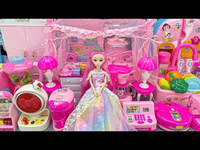 18 Minutes Satisfying with Unboxing Barbie Princess Pink Kitchen, Rock Bed Play Set Review Toys｜ASMR