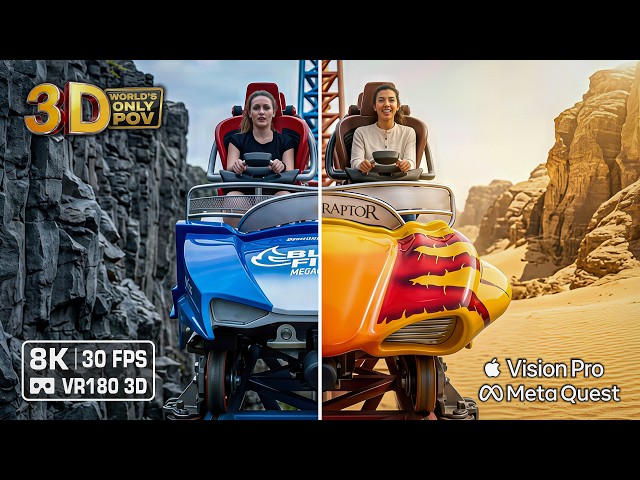 Better than Blue Fire? 3D COASTER BATTLE VR - Original vs Velociraptor 🟥 8K VR180 POV - Quest 3