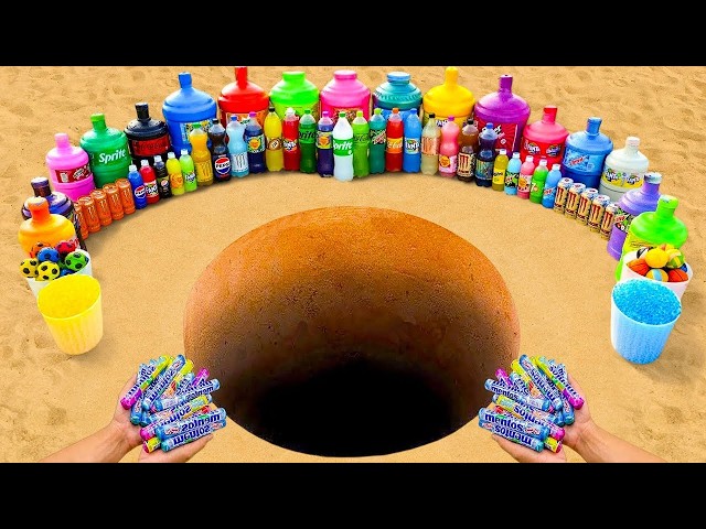 Can We Stop This Giant Soda Explosion with Balloons, Big Pepsi, Mtn Dew, Fanta, Coca Cola & Mentos?