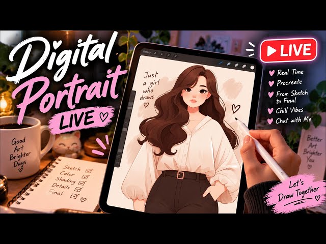 LIVE 🎨 Drawing a Digital Portrait From Scratch | Procreate on iPad #shorts #verticallive
