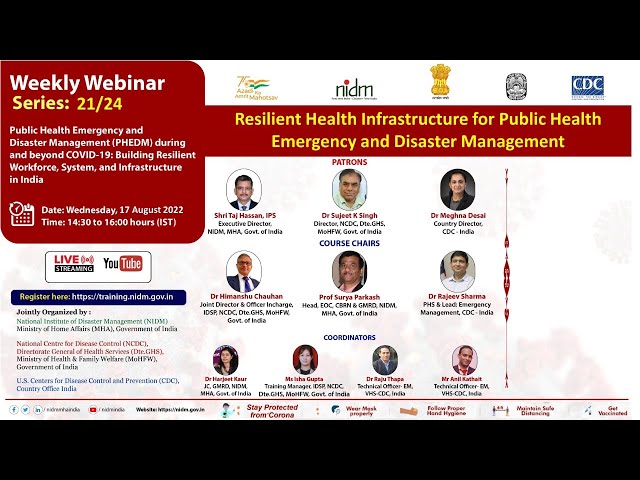 Webinar on Resilient Health Infrastructure for Public Health Emergency and Disaster Management