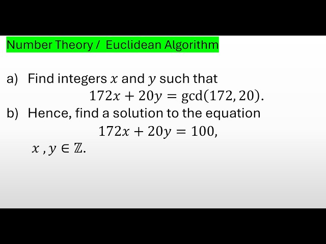 Number Theory /  Euclidean Algorithm