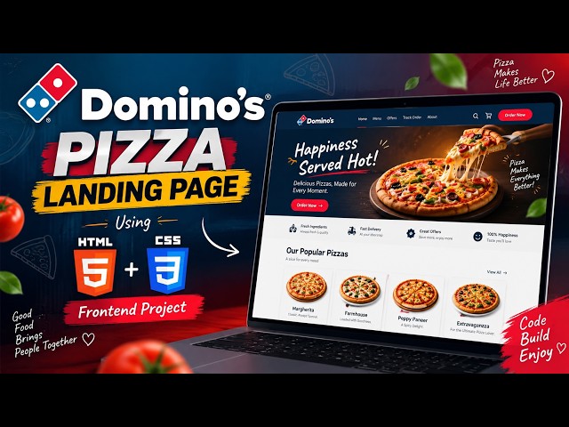I Built a Domino’s Pizza Landing Page Using HTML & CSS | Frontend Project