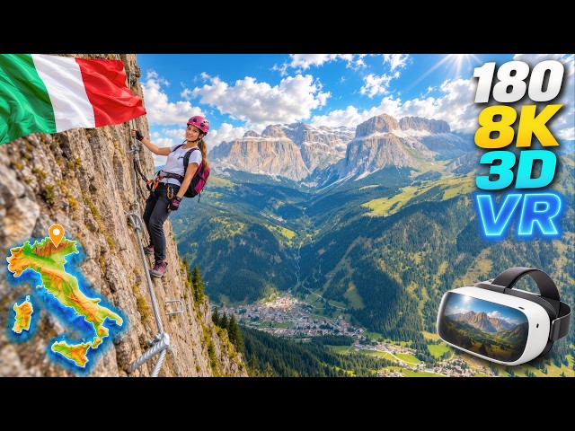 SO STEEP I ALMOST SH*T MYSELF! — Really? 😱🧗‍♂️ Via Ferrata Crepa Neigra | 180° 8K 3D VR #dolomites