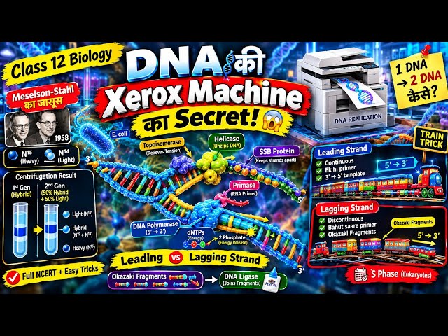 DNA Replication की पूरी कहानी 🔥 | DNA की Xerox Machine | Class 12 Biology | NCERT Hindi Medium