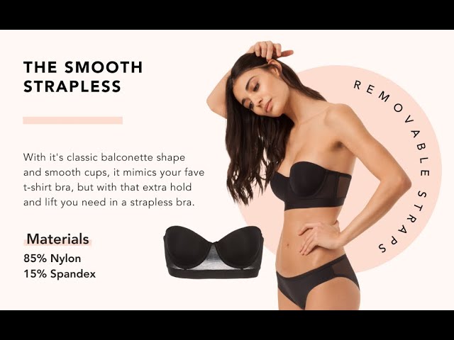 Smooth Strapless Bra, Balconette Bra with Removable Straps, Supportive Bras for Women