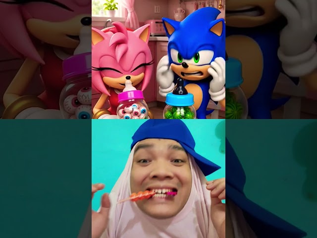 Sonic and Ami Rose Big Bottle Candy 😆😆 #cartoon #cute