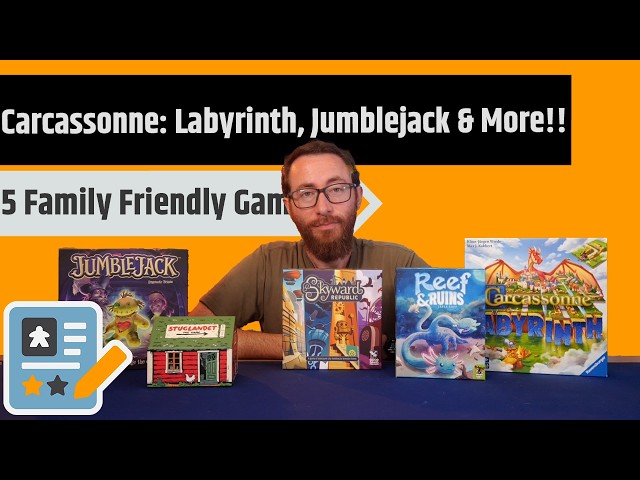 5 Family Friendly Game Reviews - Carcassonne Labyrinth, Reef & Ruins, Jumlejack & More!!!