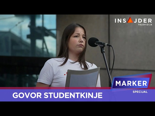 "Jesmo li za Srbiju ili za mafiju": Govor studentkinje iz Bajine Bašte na protestu na Slaviji