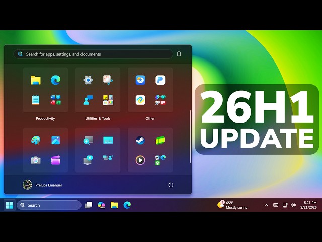 Huge Windows 11 26H1 September 2026 Update – New Taskbar, Start and Search in RP (Build 28000.3079)