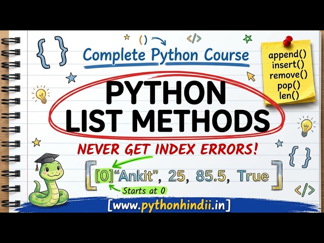 Python Lists in Hindi 🔥 | List Methods & Indexing Explained | Python Hindi
