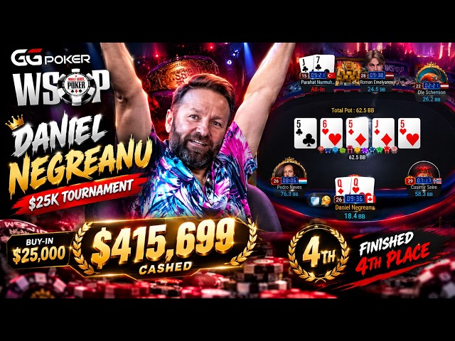 Daniel Negreanu battles for $906,647 at the $25K WSOP Final Table
