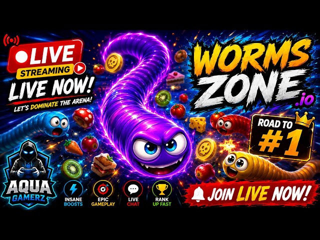 🔴 LIVE NOW! 🐛 WORMS ZONE.IO 🔥 Road to #1 👑 | Insane Gameplay & Live Chat | AquaGamerz