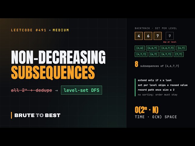 LeetCode #491: Non-decreasing Subsequences, Backtracking With a Set per Level