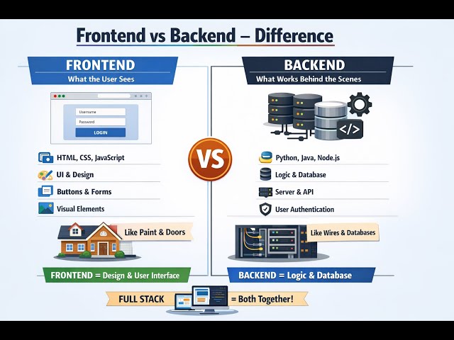 Frontend vs Backend –Difference Explained for Beginners | CodeWithRushi Frontend vs Backend Kya Hai?