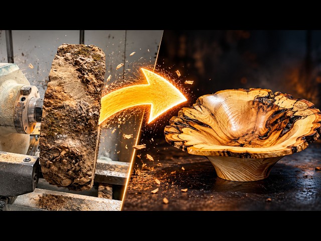 Turning Wild Burl Wood on the Lathe | Live-Edge Bowl Build
