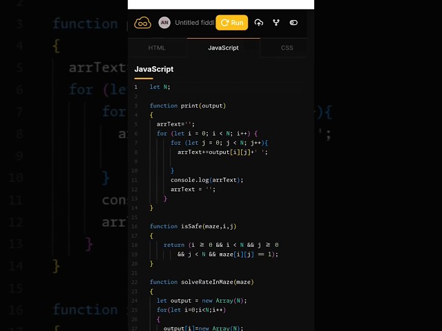 Rat in a Maze | Backtracking Algorithm in JavaScript | DSA Interview Question #javascript #shorts